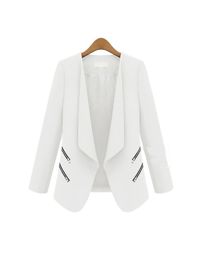 Woman Fall Zipper Slim Jacket Blazer Working Suit